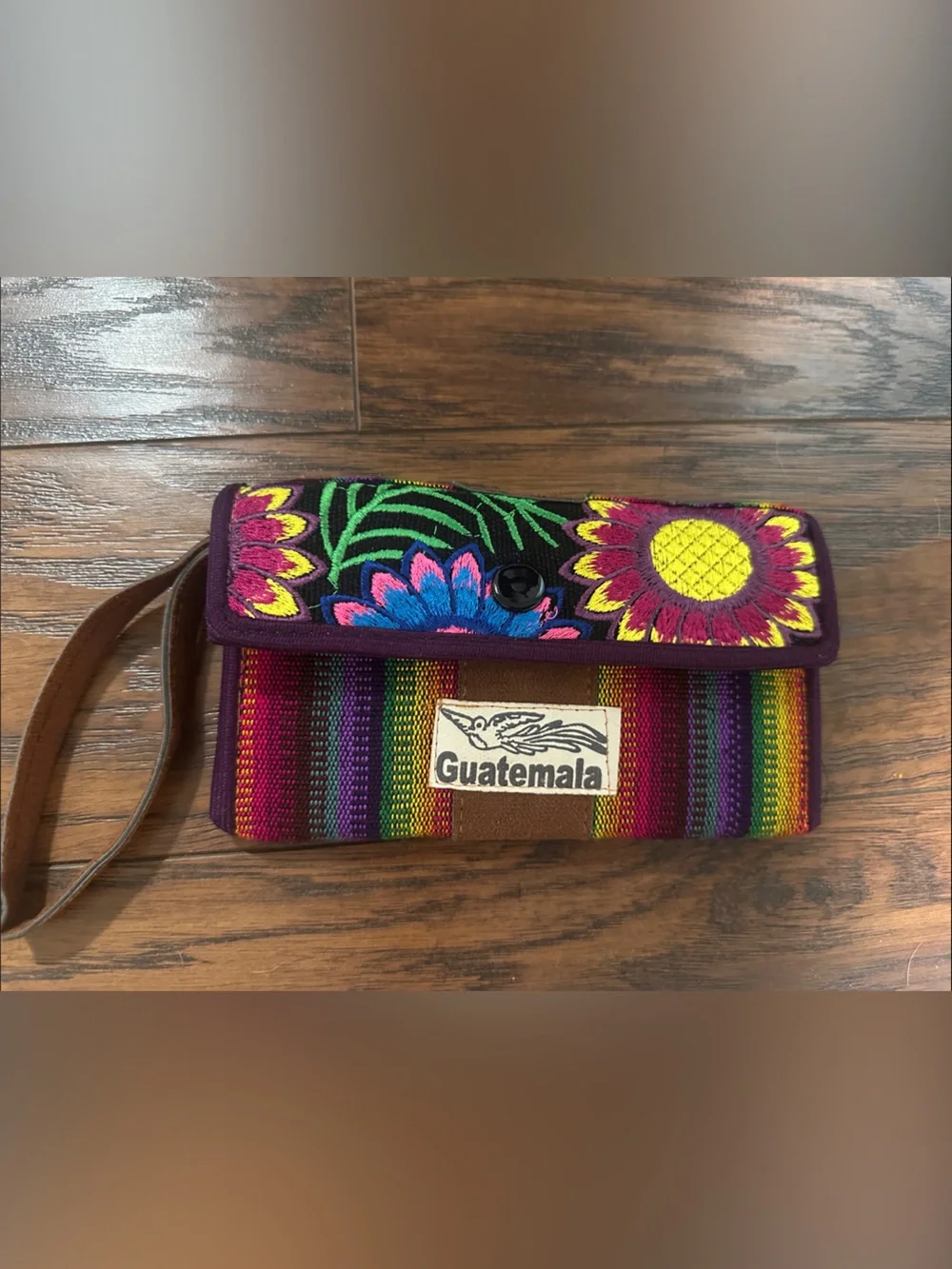 Hand-Embroidered Guatemalan Floral Crossbody Bag in Purple
